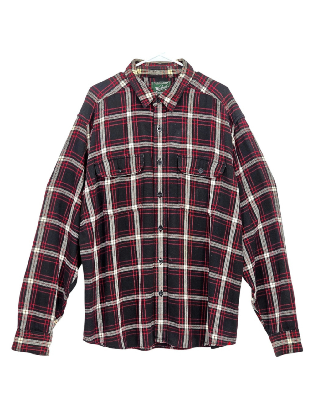 Woolrich Flannel Shirt Mens XL Red Plaid Workwear Button Down Heavy Cotton